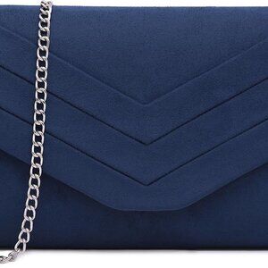 Evening Bag for Women, Suede Envelope Evening Purses Crossbody Shoulder Clutch B